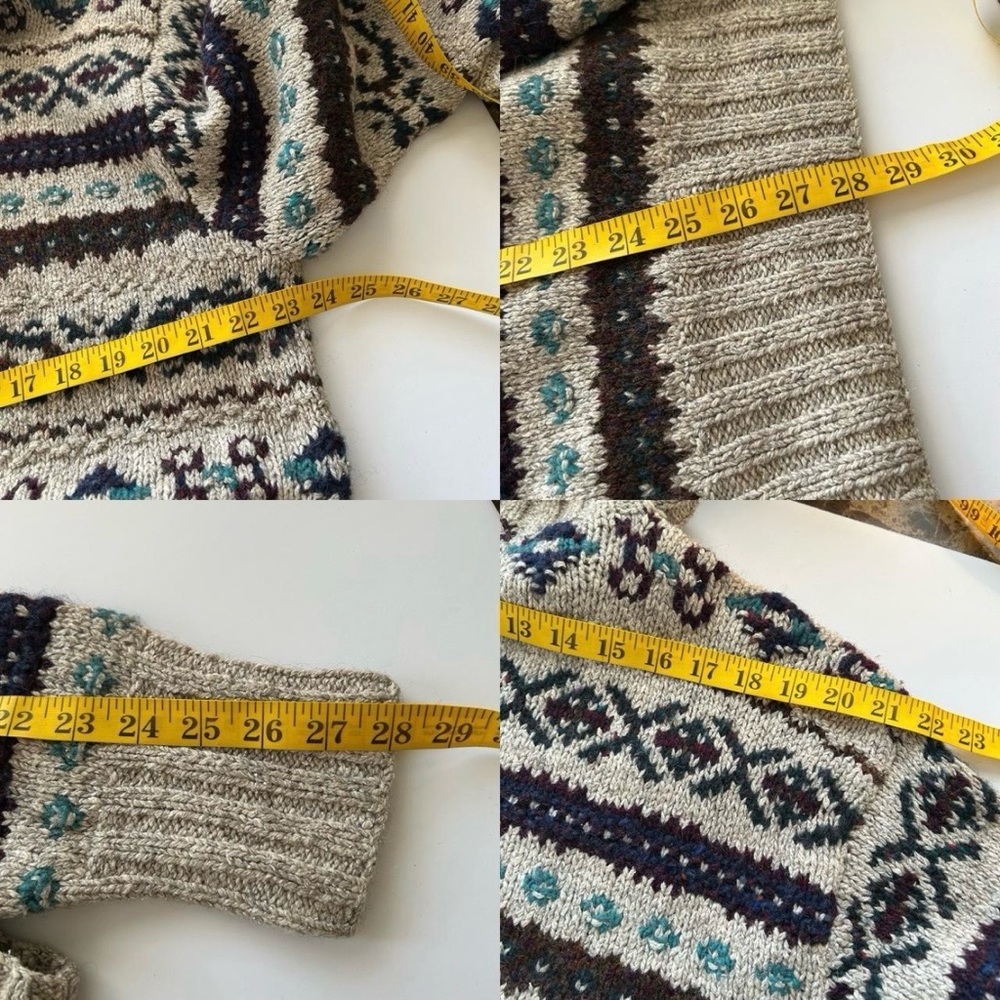Vintage 1980’s POLO Ralph Lauren Hand knit Fair Isle turtleneck sweater large - Picture 13 of 13